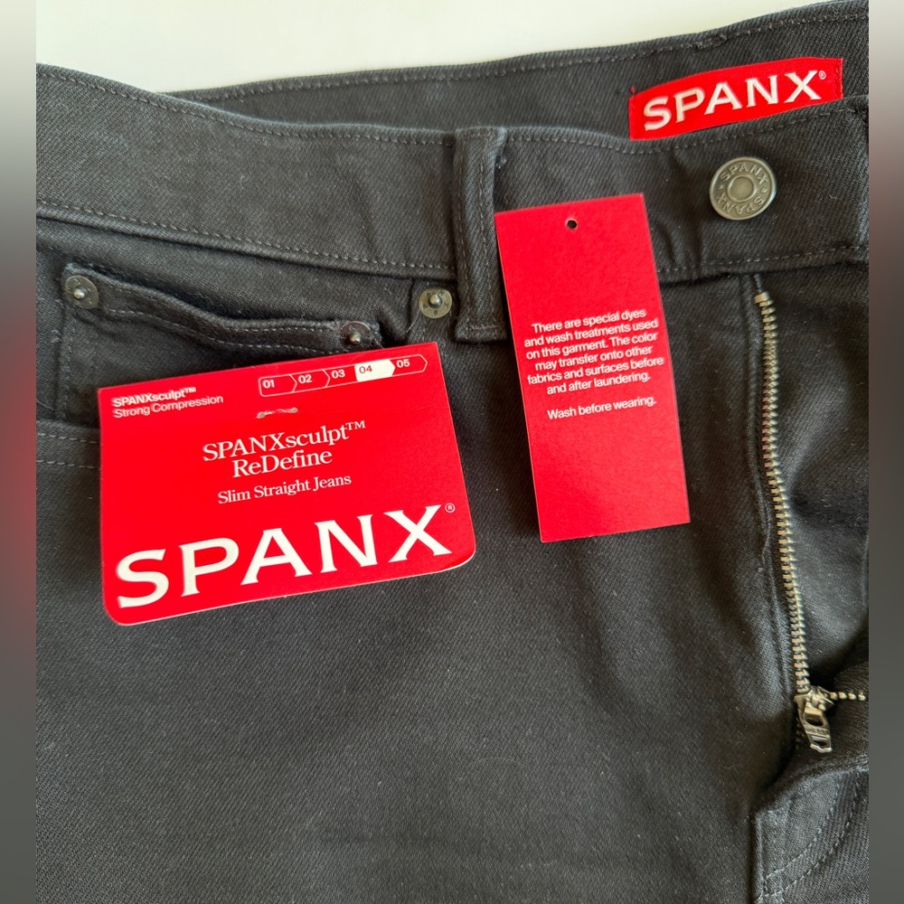 SPANXsculpt ReDefine Slim Straight Black Jeans, Size 14